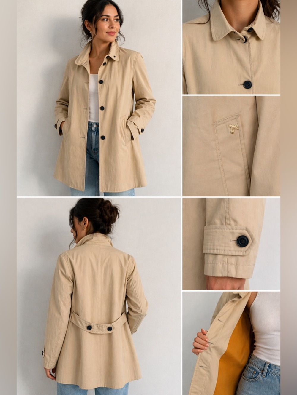 John Partridge Vintage Spray Beige Oversized Cotton Coat Size S